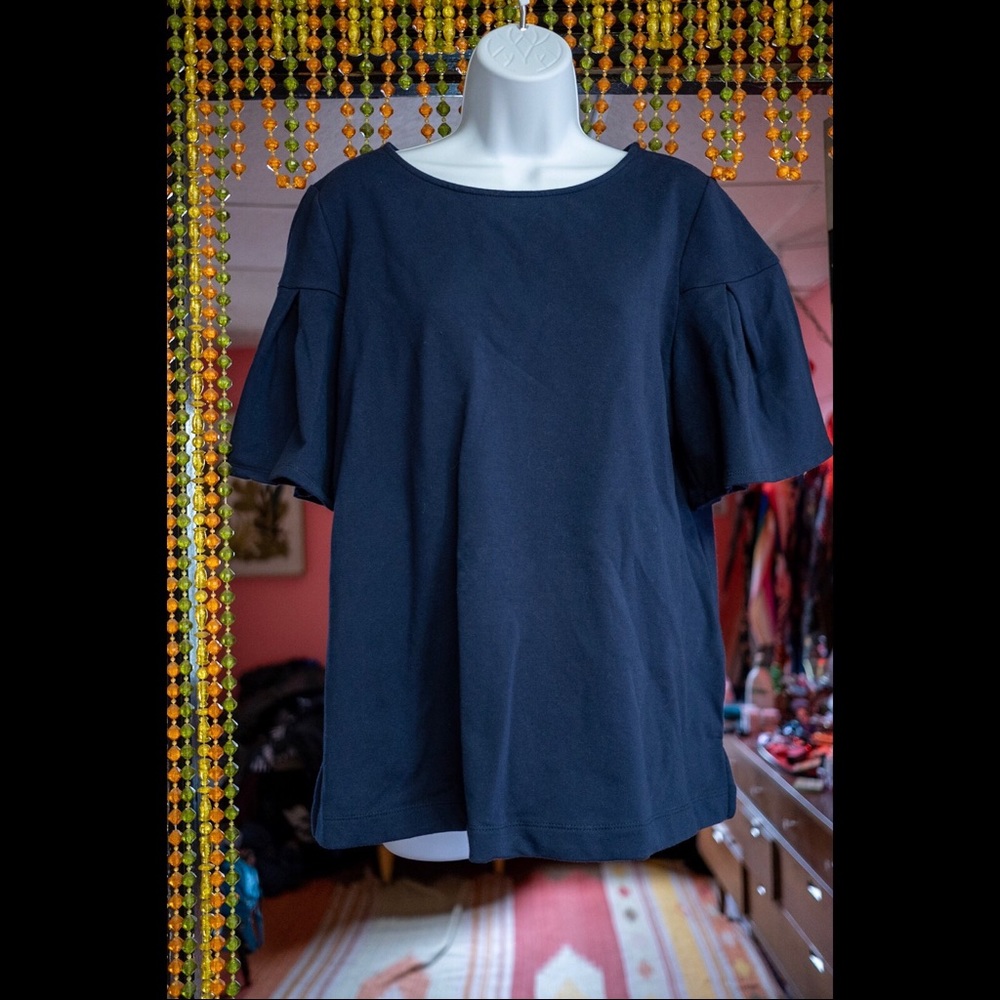 Ava & Viv blue top with peplum sleeves